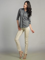 Cotton shirt with ¾ sleeves