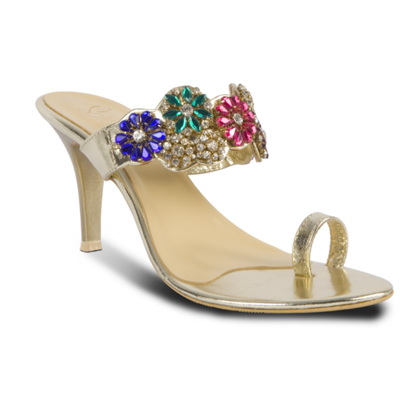 Womens Gold-Multi Cherry Blossom High Heels Online