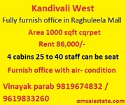 1000 sqft Fully furnished office available on rent for at kandivali we