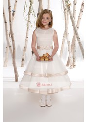Princess Round Ankle-Length Organza Sleeveless Flower Girl Dresses