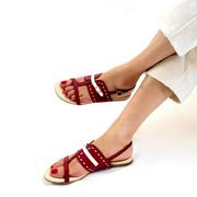 Buy Roxanne Maroon And White Flat Sandals for Women at PAIO Shoes