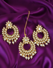 check out  latest Maang Tikka with Earrings at Anuradha Art Jewellery.