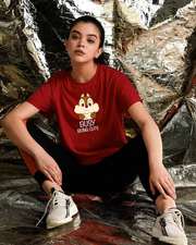 Buy Busy Being Cute Bold red Printed T-Shirt For Women Online India