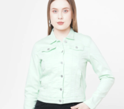 Women Mint Green Solid Crop Jacket