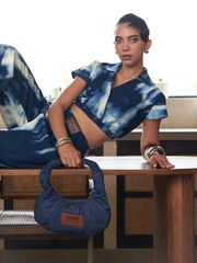 Indigo Tie Dye Denim Crop Top – Trendy Denim Top for Girls